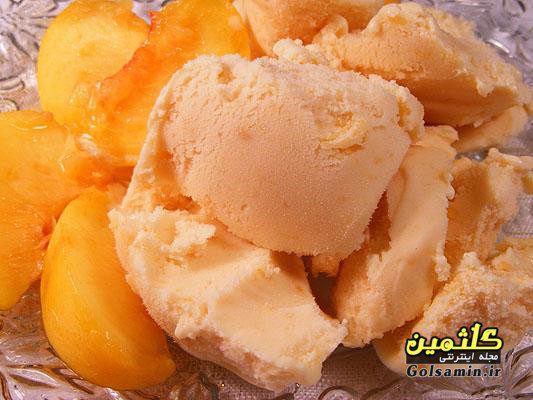 بستنی هلو با خامه, peach ice cream