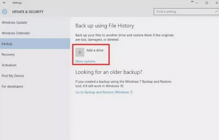 استفاده از File History در ویندوز 10،File History پشتیبان گیری از داده ها, فایلهای سیستمی