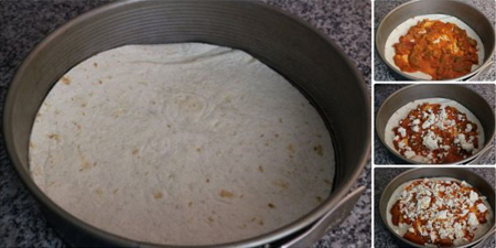 طرز تهیه پیتزا با نان ترتیلا،درست کردن پیتزا با نان ترتیلا پخت پیتزا با نان ترتیلا, نحوه درست کردن پیتزا با نان ترتیلا